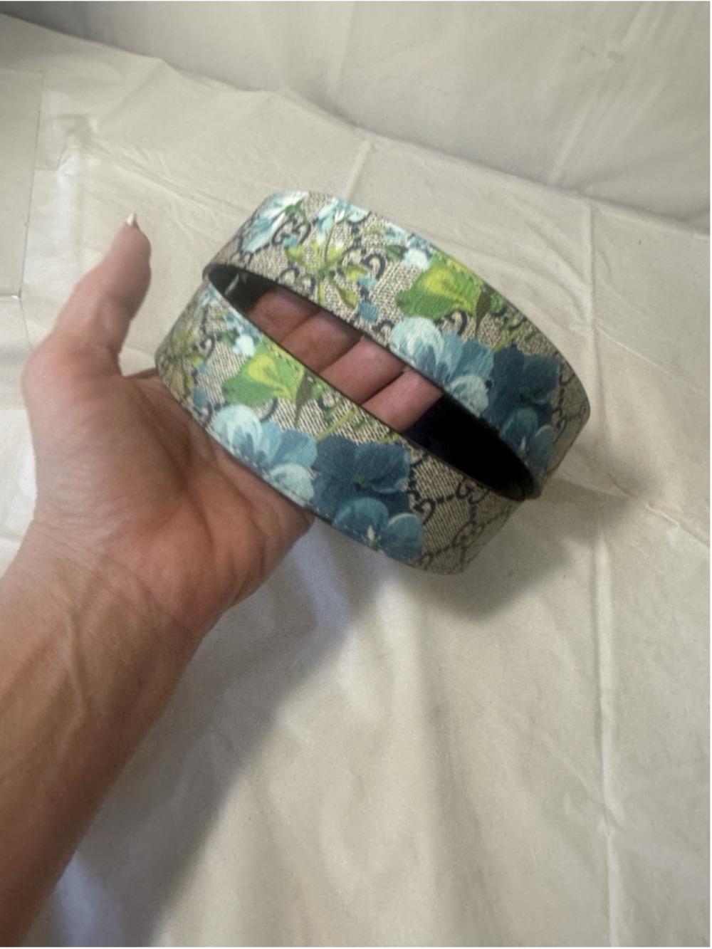 Gucci Gucci Silver Buckle Blue GG Supreme Coated Canvas Belt 95/38 floral - Picture 14 of 16